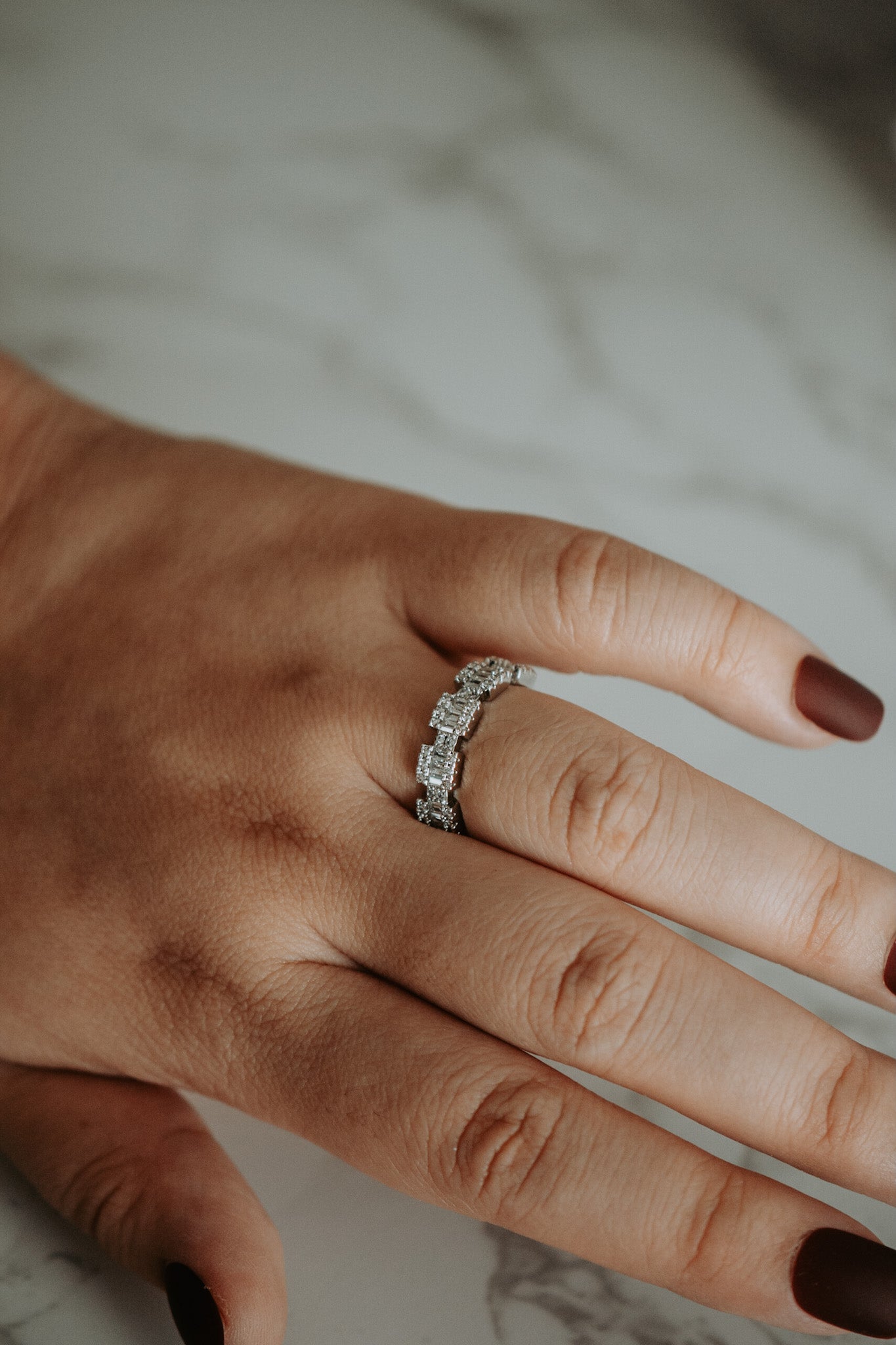 Nellie Dainty Cubic Zirconia Sterling Silver Ring Band