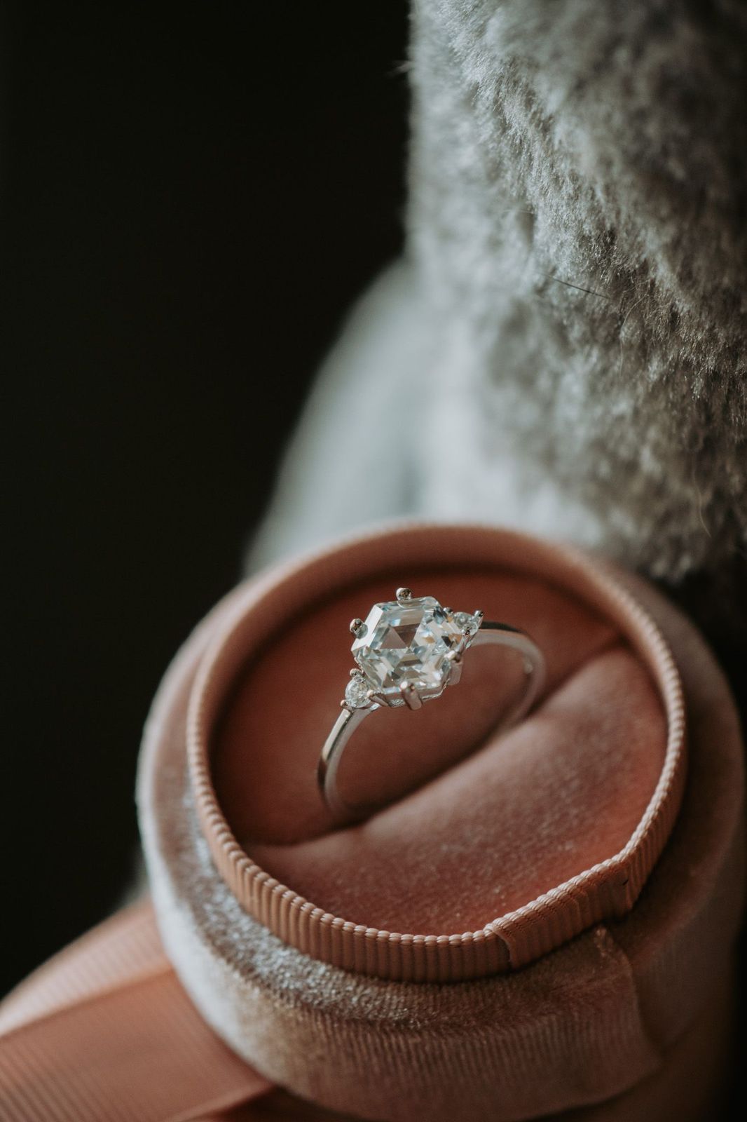 Missing You Hexagon Cut Sterling Silver Ring Rhodium Plating