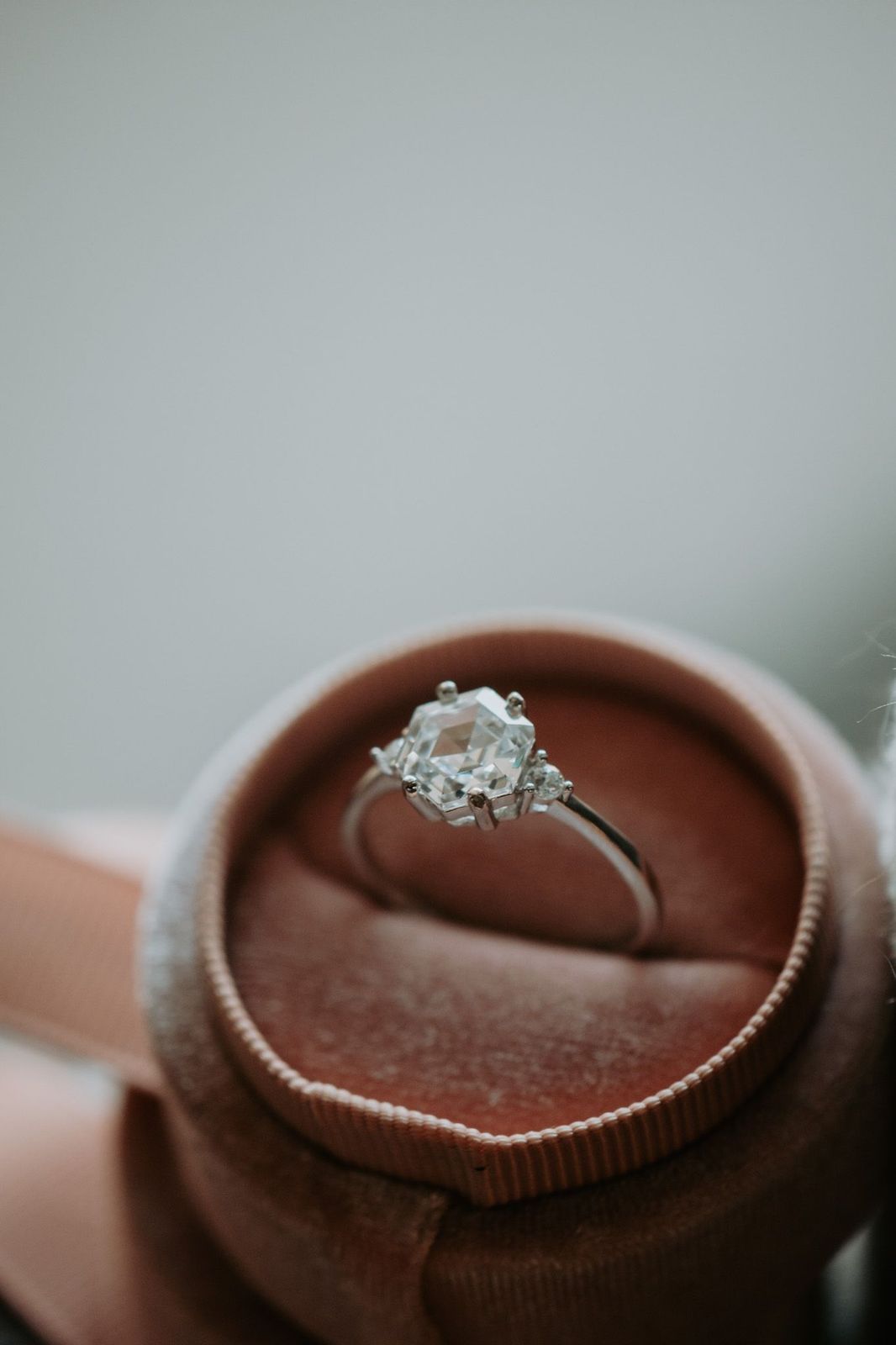Missing You Hexagon Cut Sterling Silver Ring Rhodium Plating
