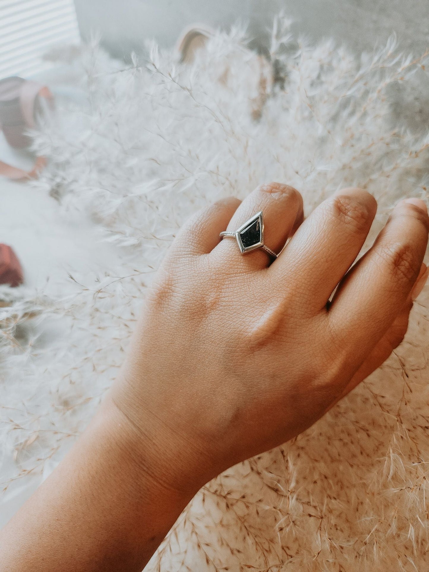 Priza Rutilated Black Sterling Silver Ring