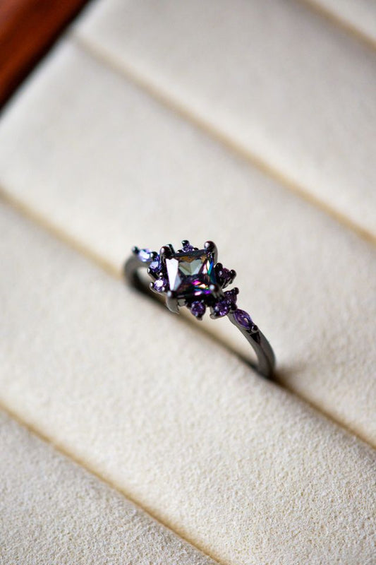 Carine Purple Amethyst Black Ring