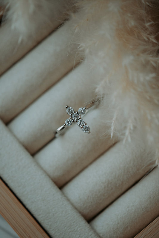 Starlight Cross Silver Ring