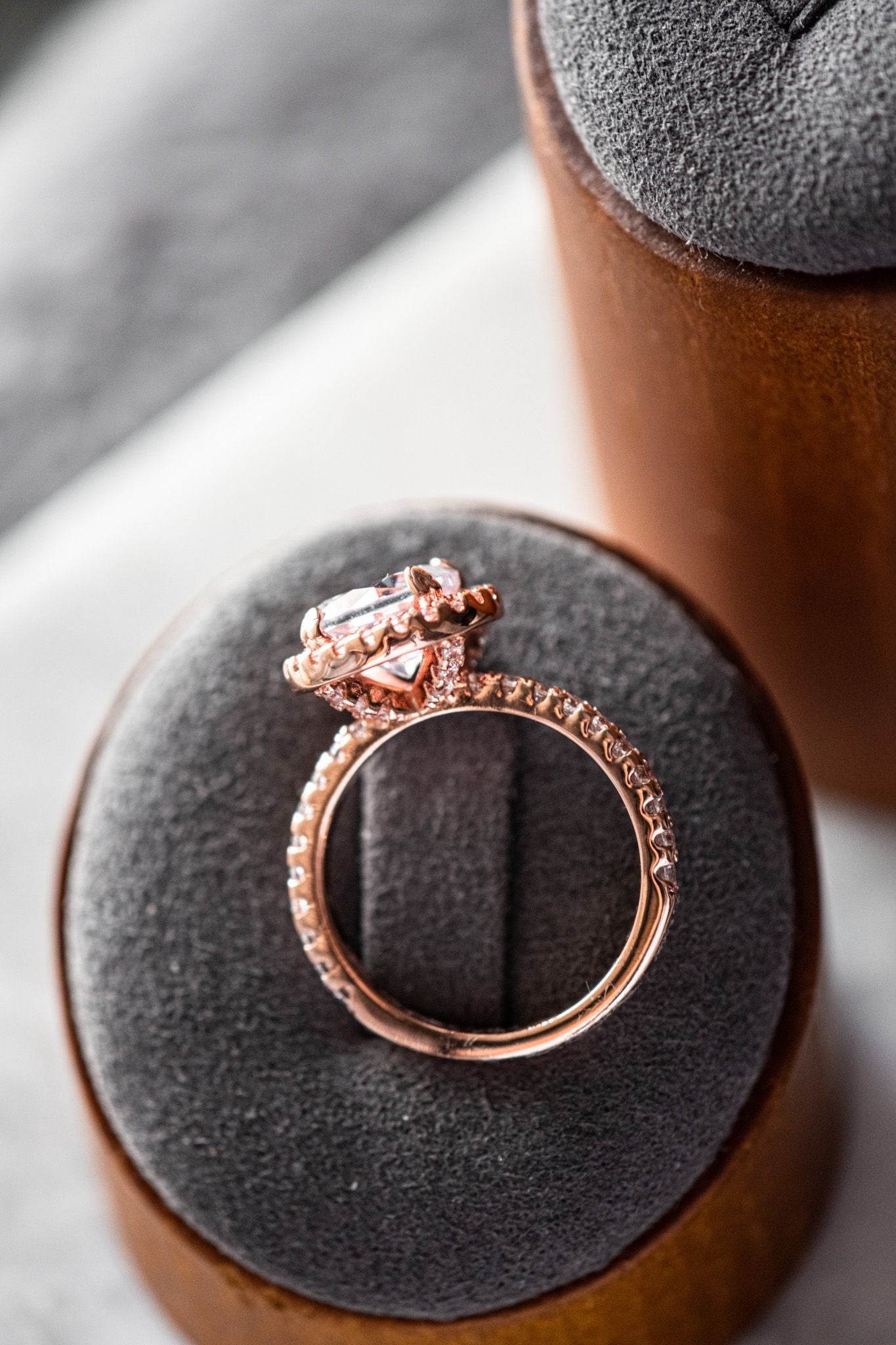 Veda Round Cut Rose Gold Ring White Zircon