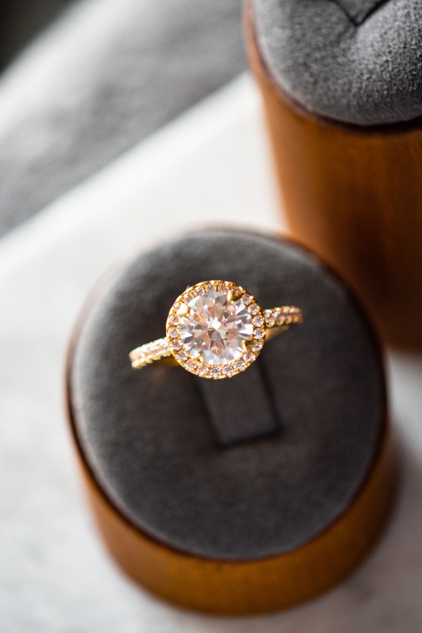 Veda Round Cut Rose Gold Ring White Zircon