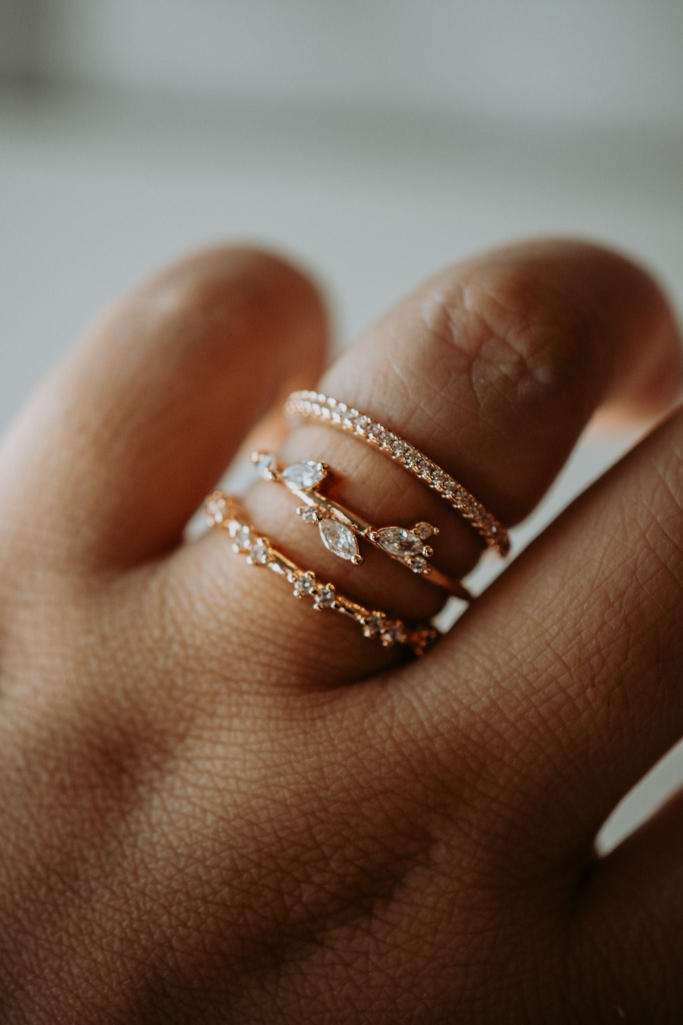 Zuri 3PC Champagne Gold Ring Set