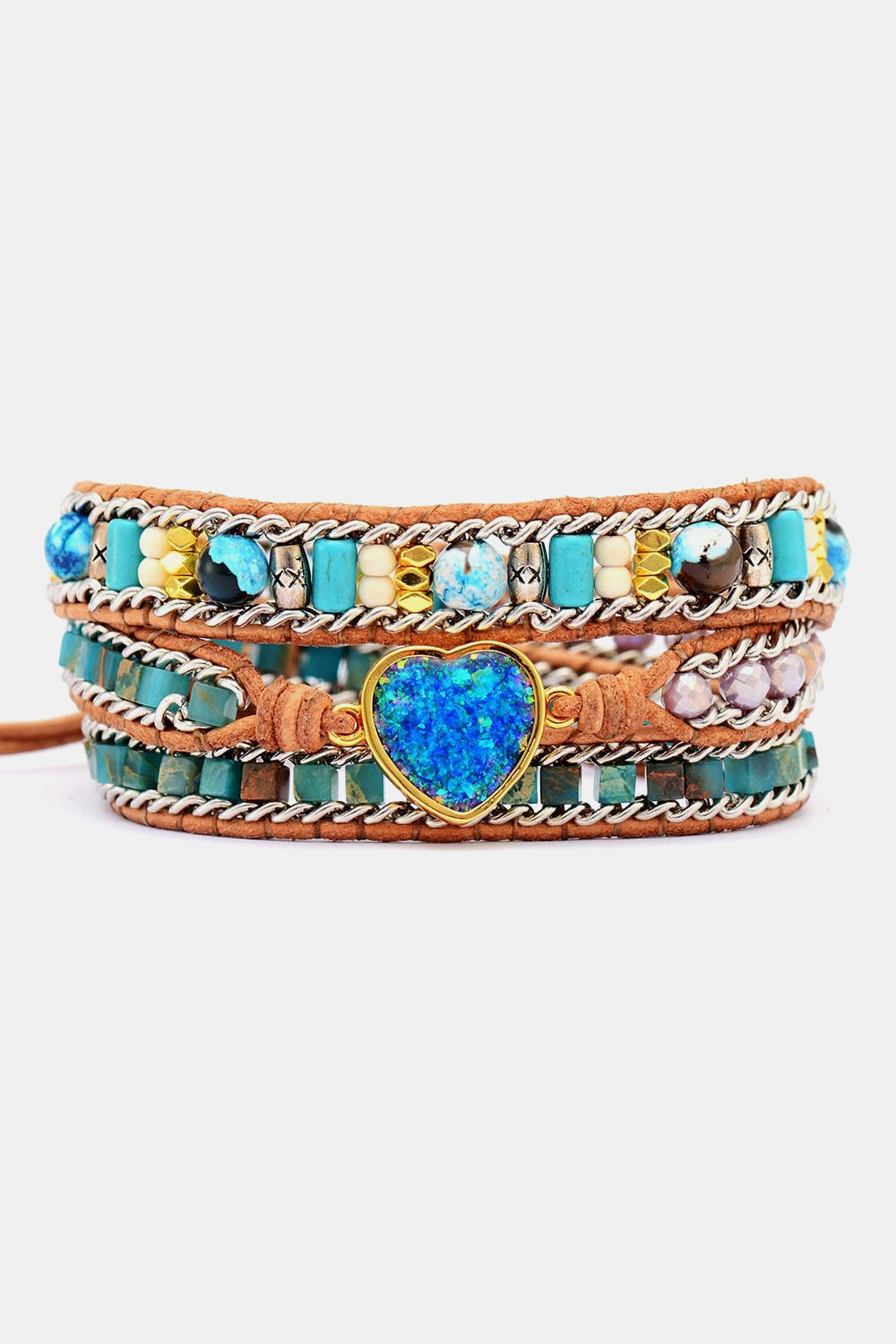 Opal and Jasper Heart Layered Bracelet