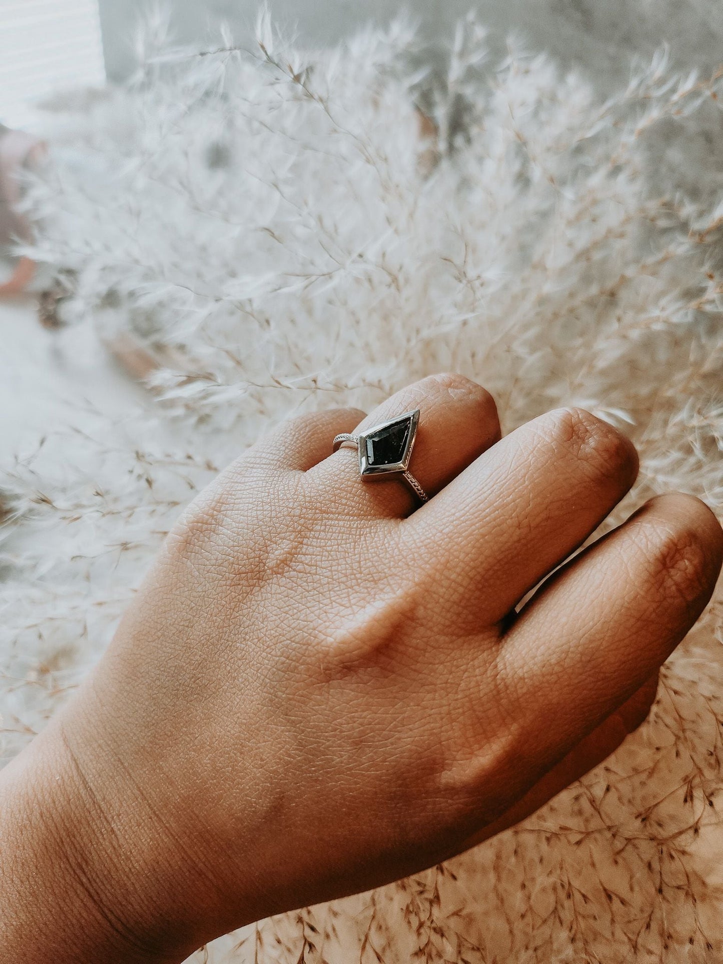 Priza Rutilated Black Sterling Silver Ring