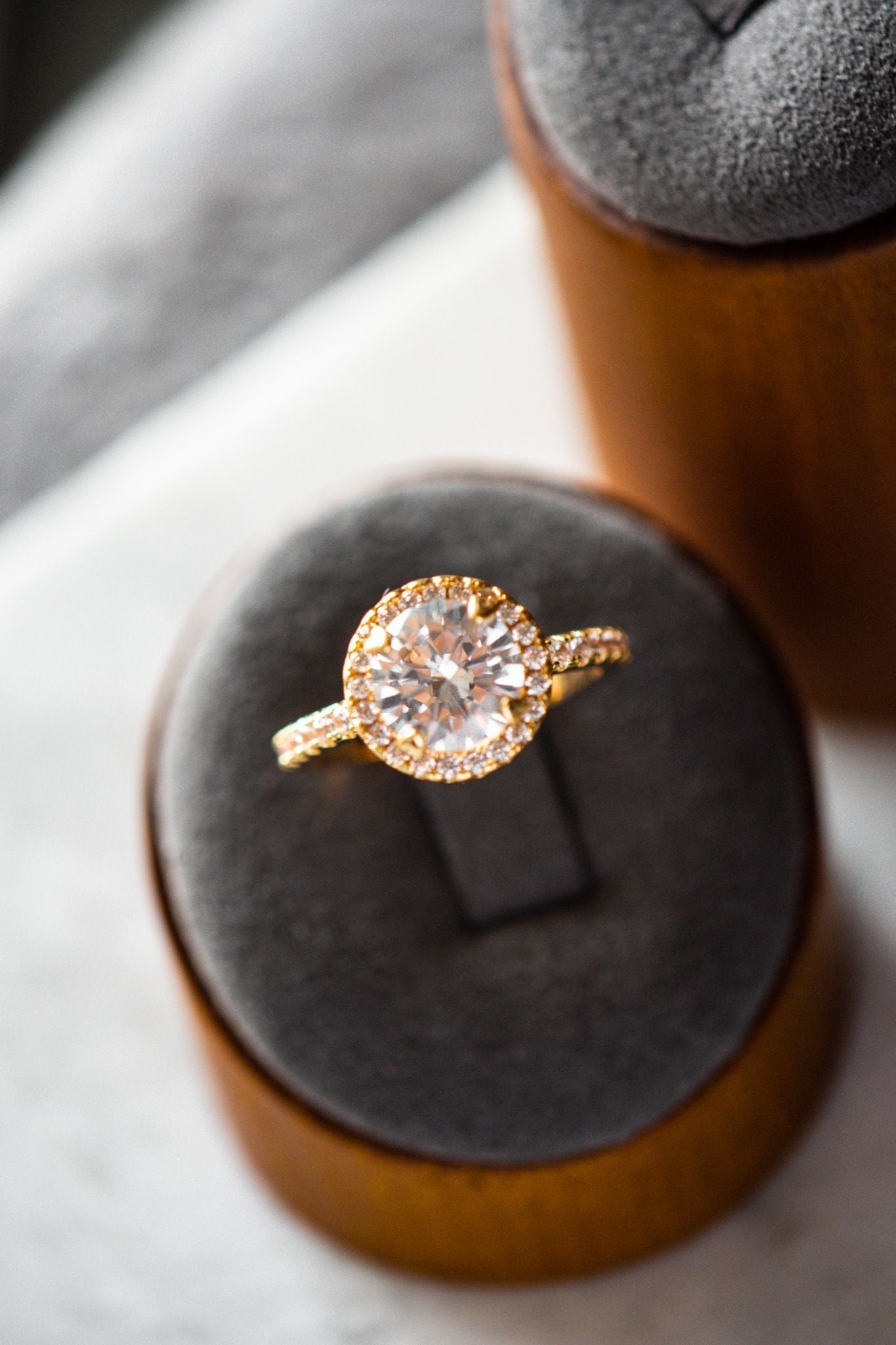 Veda Round Cut Rose Gold Ring White Zircon