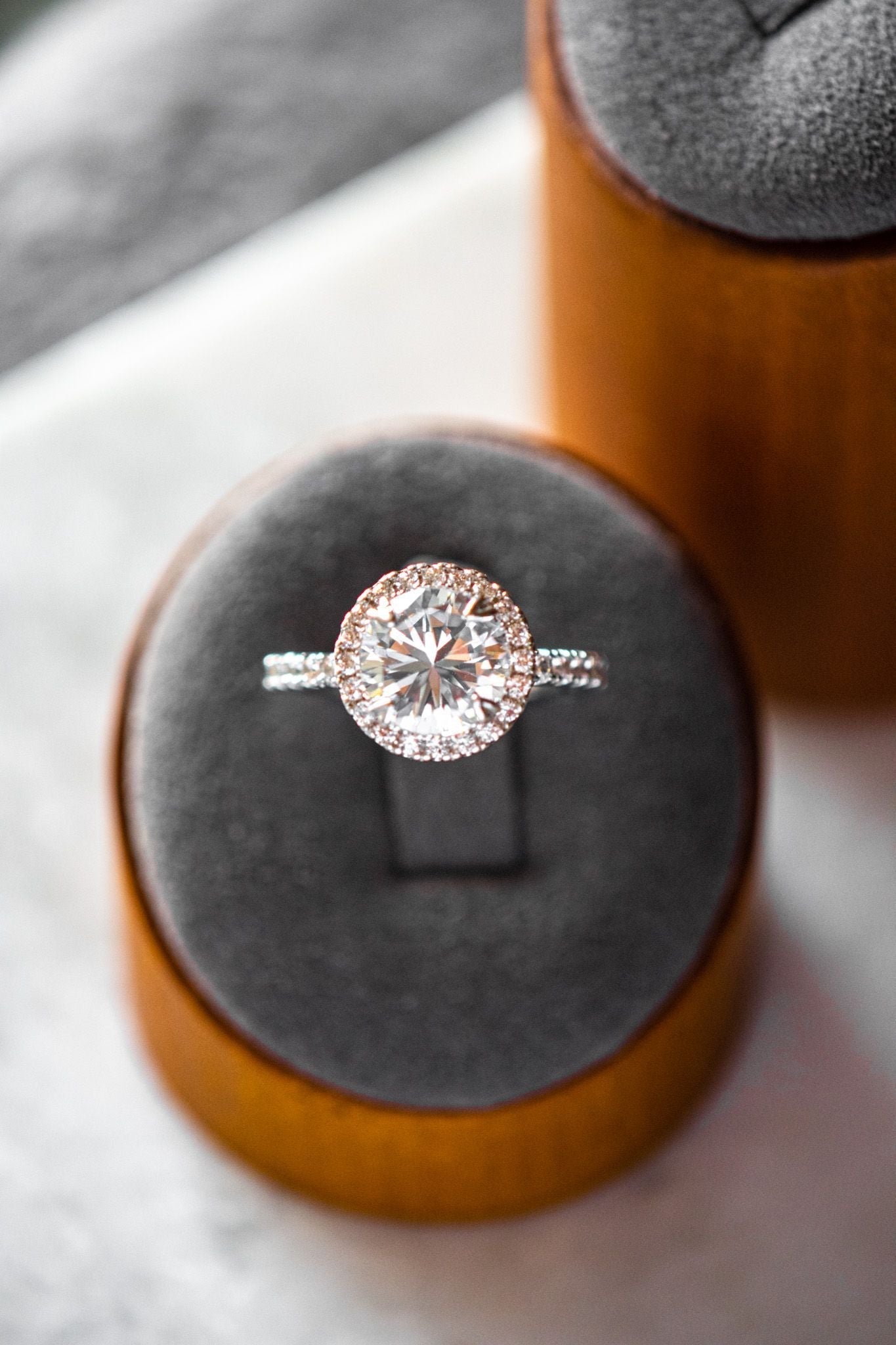 Veda Round Cut Rose Gold Ring White Zircon