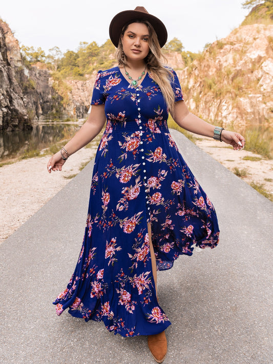 Rosa Plus Size V-Neck Maxi Dress